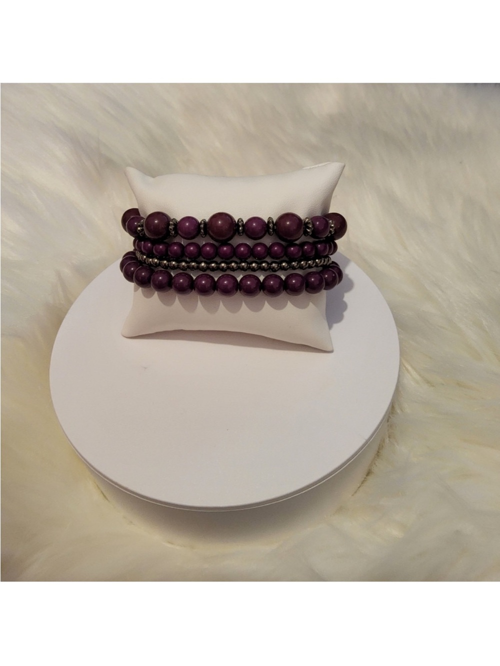 paparazzi Plum Beaded Bracelet Stack